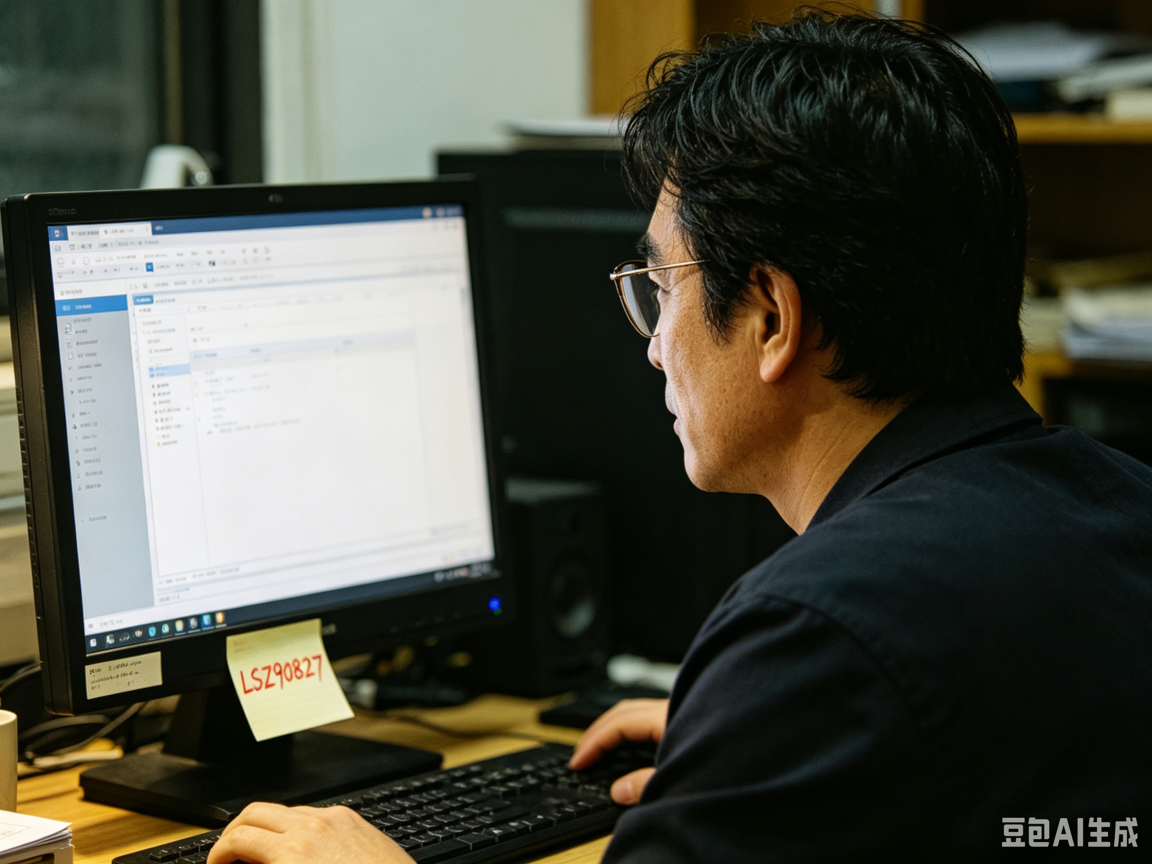 树枝先生伏案工作照
